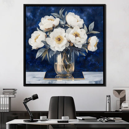 Peony Elegance Midnight Blooms Canvas Wall Art