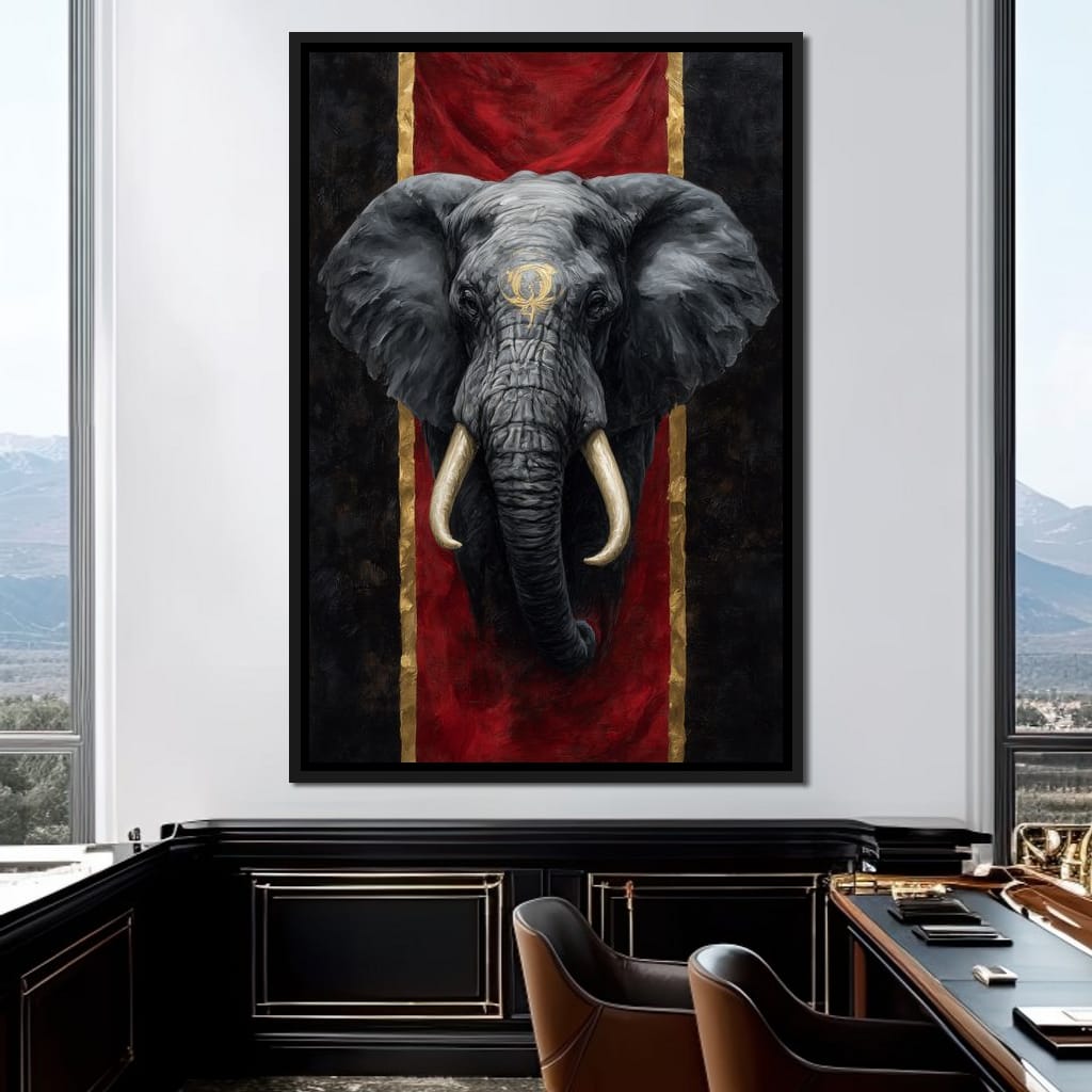 Golden Sigil Elephant King Canvas Wall Art