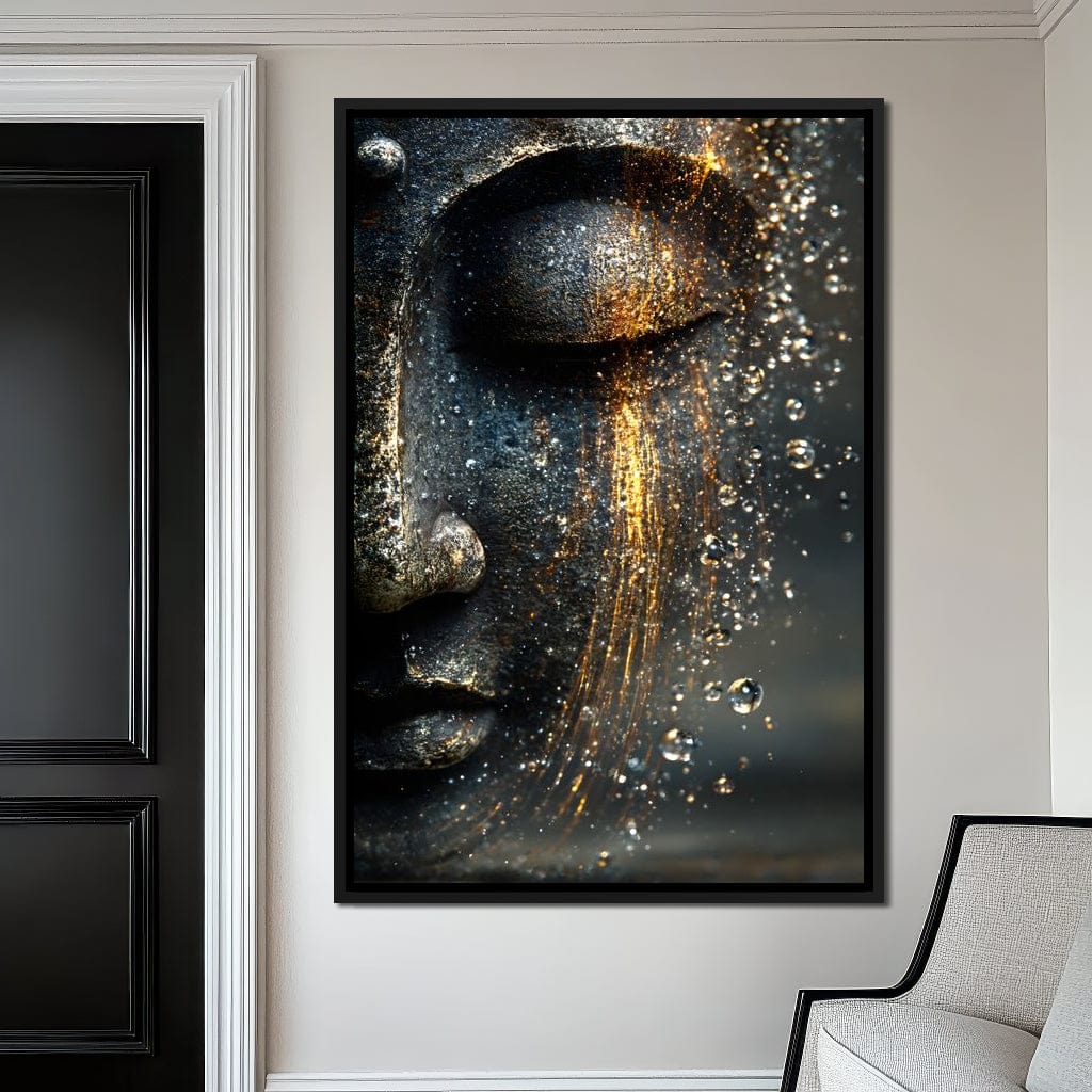 Golden Tranquil Buddha Flow Canvas Wall Art