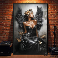 Golden Wings of Elegance Canvas Wall Art