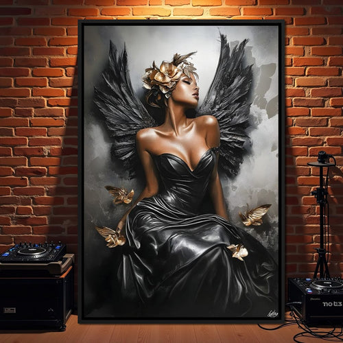Golden Wings of Elegance Canvas Wall Art