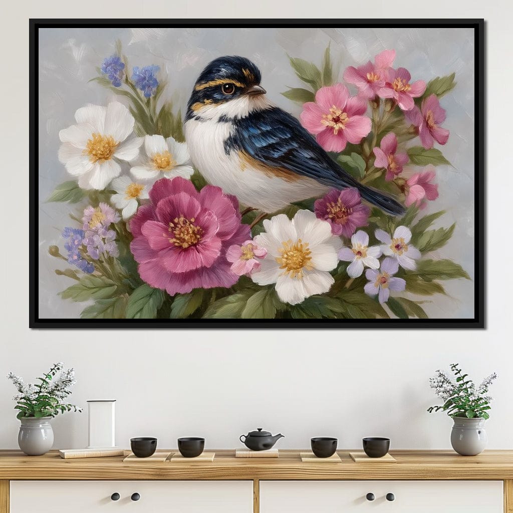 Songbird Garden Bouquet Oil Style Canvas Wall Art