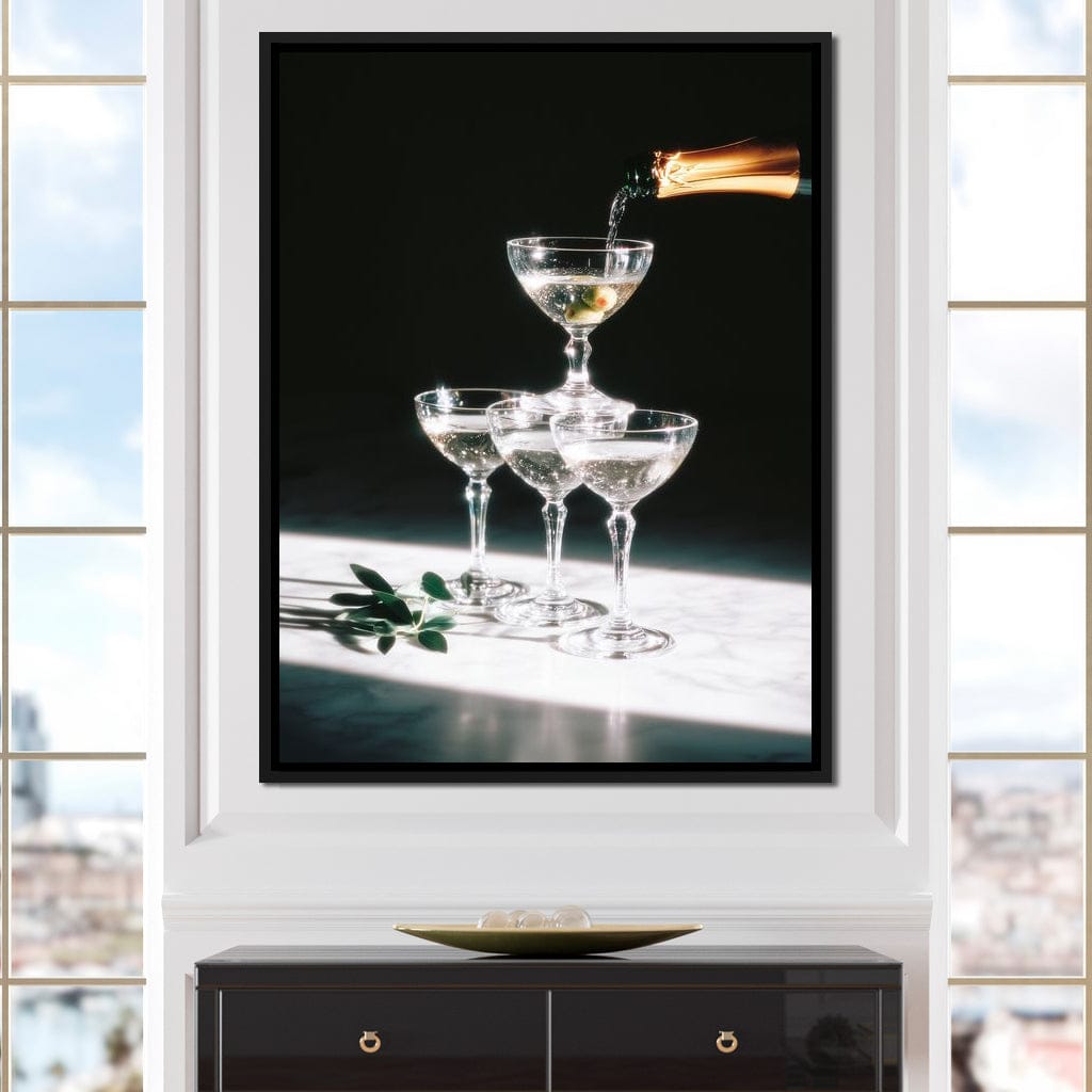 Champagne Cascade Celebration Canvas Wall Art