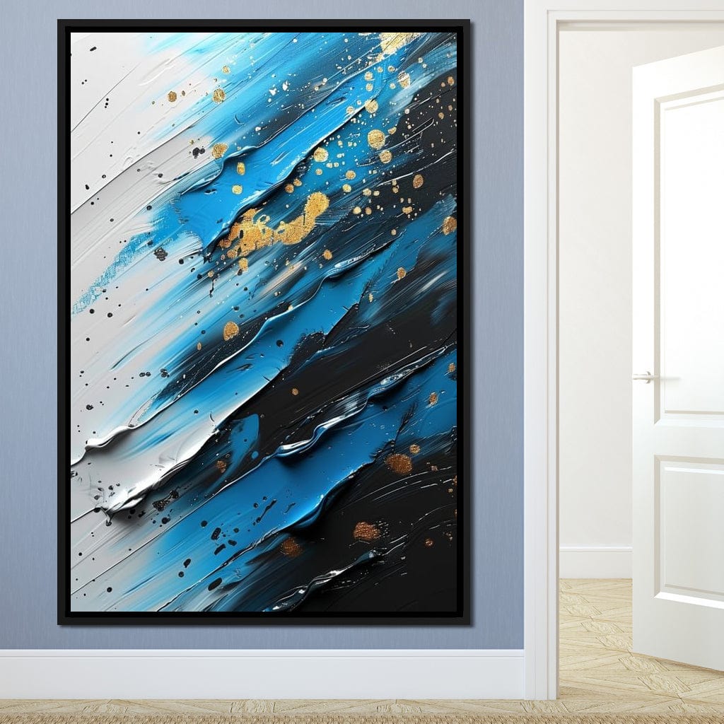 Sapphire Strokes Gold Specks 1 Canvas Wall Art
