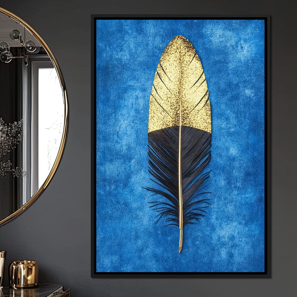 Golden Plume Harmony Canvas Wall Art