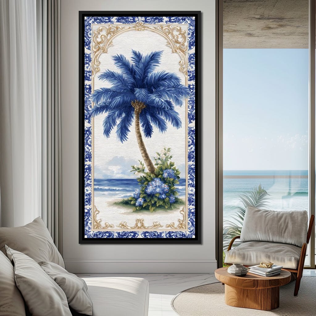 Coastal Blue Palm Reverie Canvas Wall Art
