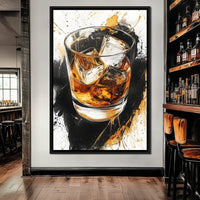 Whiskey Reflections on Ice Canvas Wall Art
