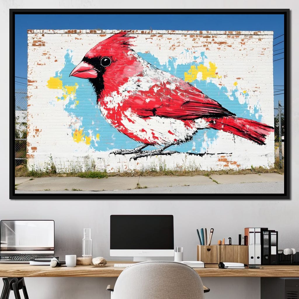 Street Art - Cardinal Mural Canvas Wall Art