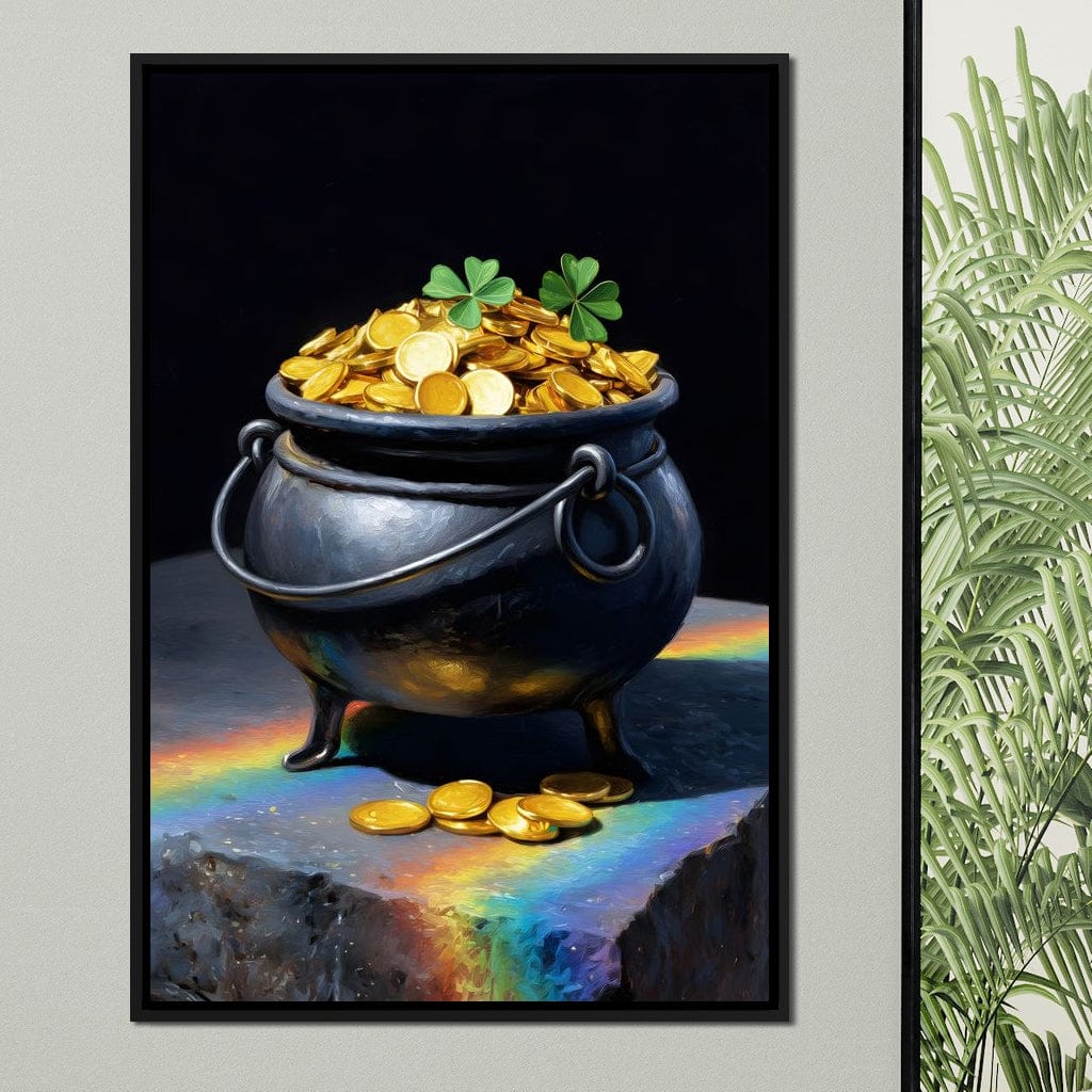 Lucky Clover Gold Cauldron Canvas Wall Art