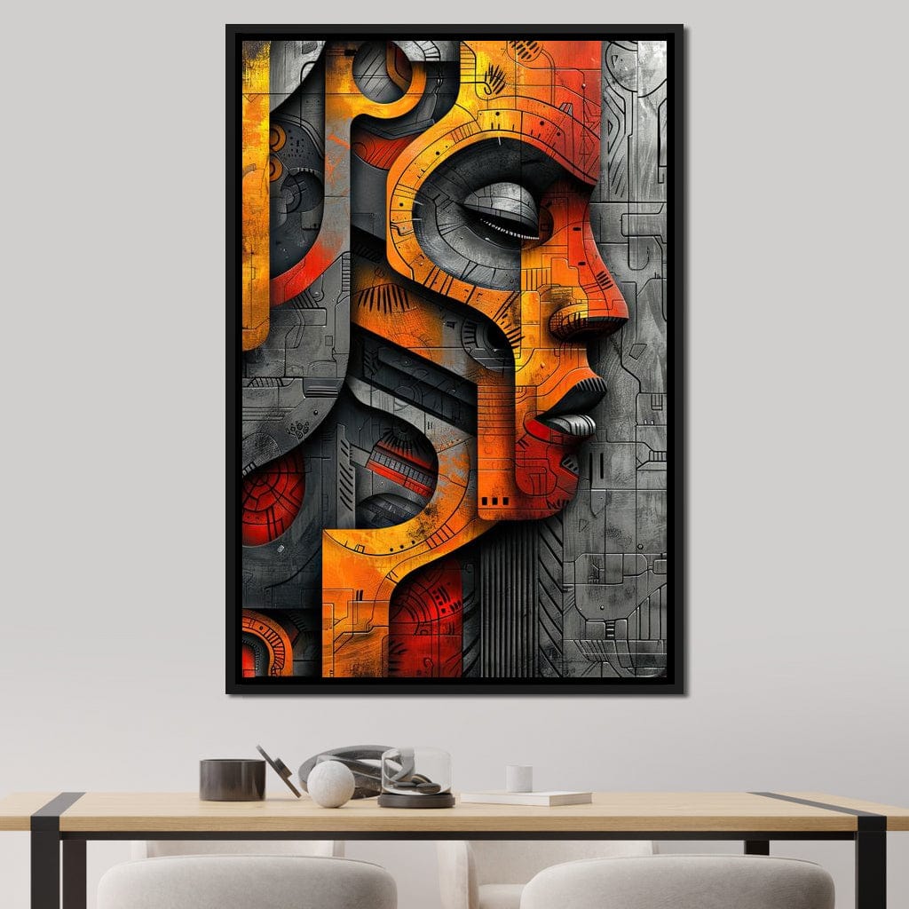 Metallic Face Labyrinth Illusion Canvas Wall Art
