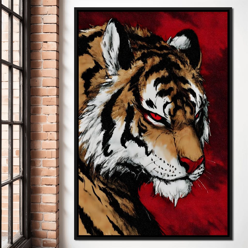 Fierce Tiger Blood Moon Roar Canvas Wall Art