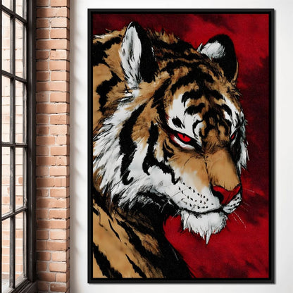 Fierce Tiger Blood Moon Roar Canvas Wall Art