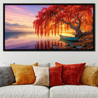 Whispers of the Crimson Willow Canvas Wall Art