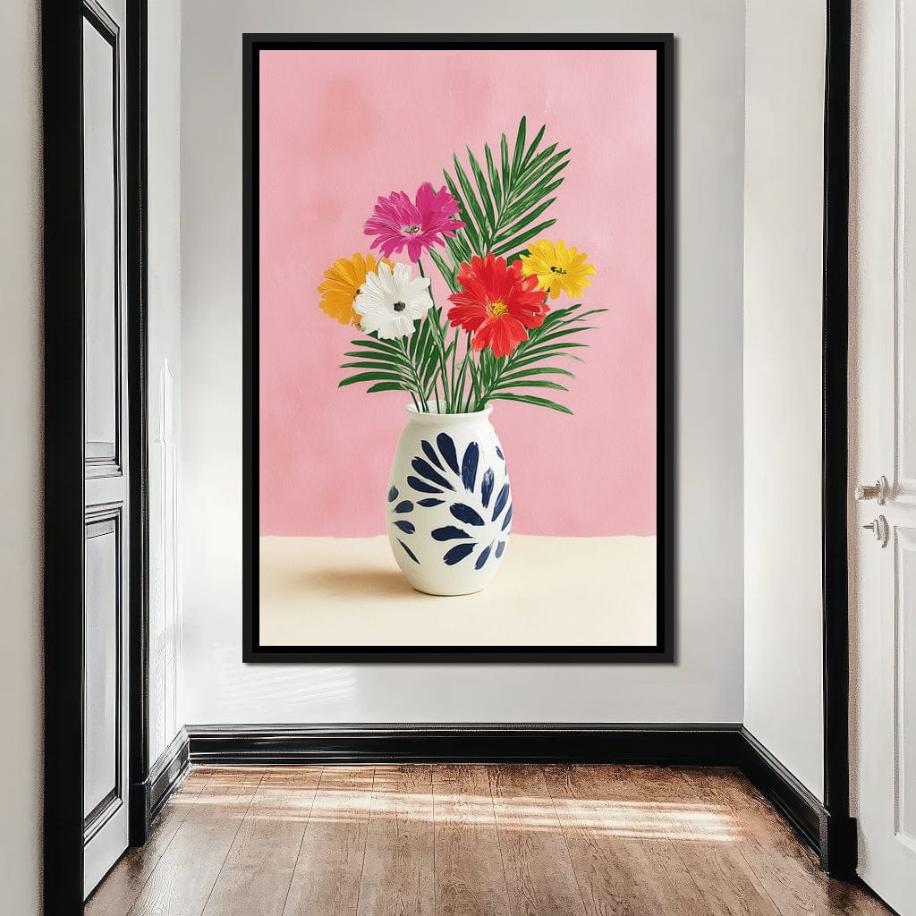 Pink Vase Garden Bouquet Canvas Wall Art