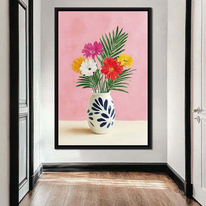 Pink Vase Garden Bouquet Canvas Wall Art