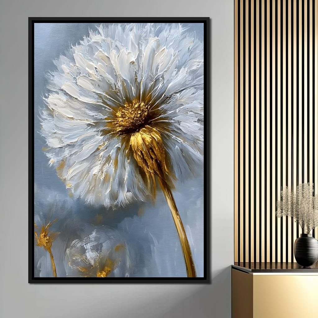 Gilded Dandelion Canvas Wall Art