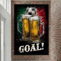 Italian Football Beer Goal Canvas Wall Art