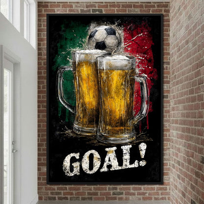 Italian Football Beer Goal Canvas Wall Art