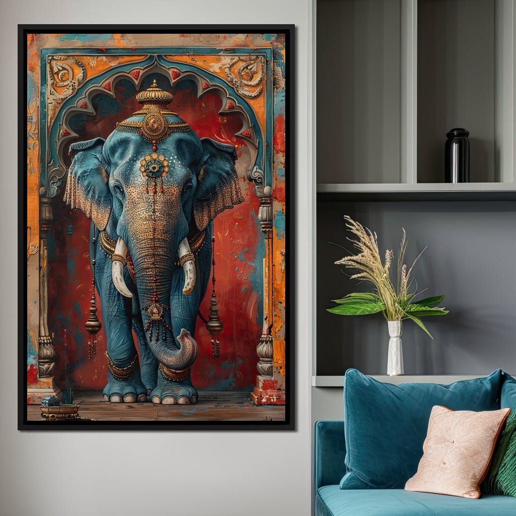 Majestic Sapphire Elephant Canvas Wall Art