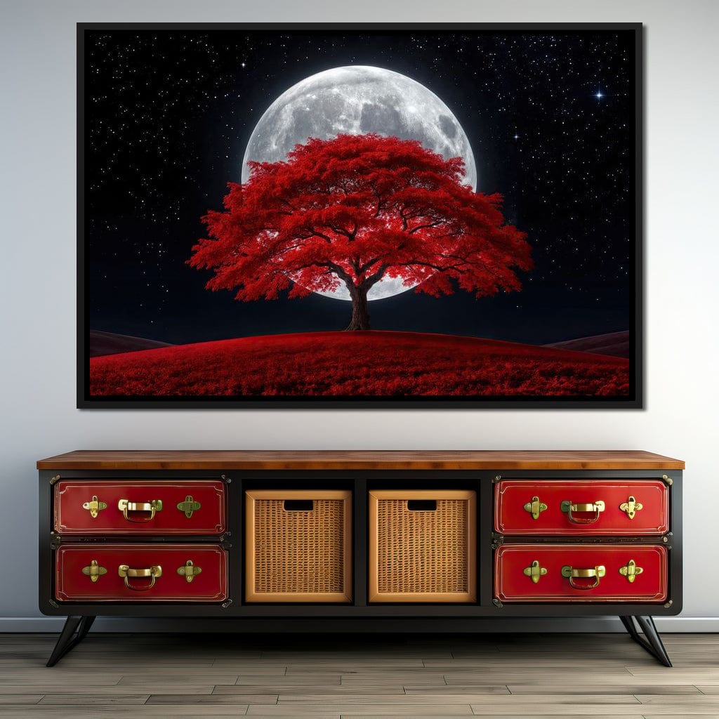 The Crimson Moon Tree Canvas Wall Art