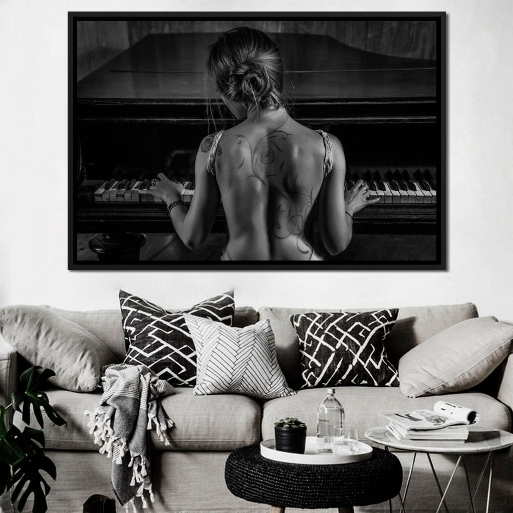 Young Woman Playing Piano Canvas Wall Art