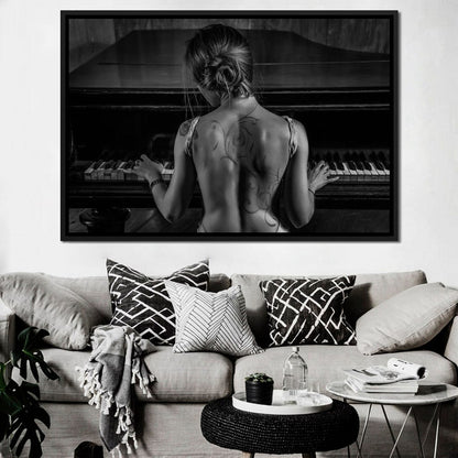 Young Woman Playing Piano Canvas Wall Art
