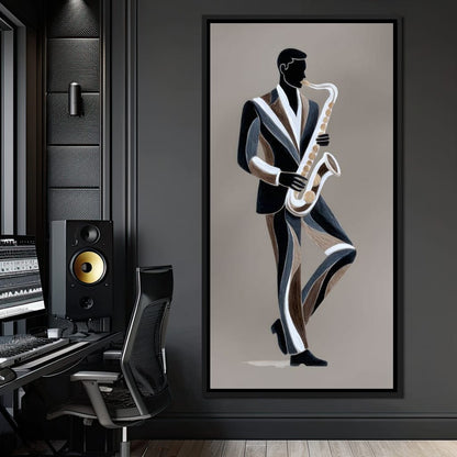 Midnight Jazz Sax Player Elegance Canvas Wall Art