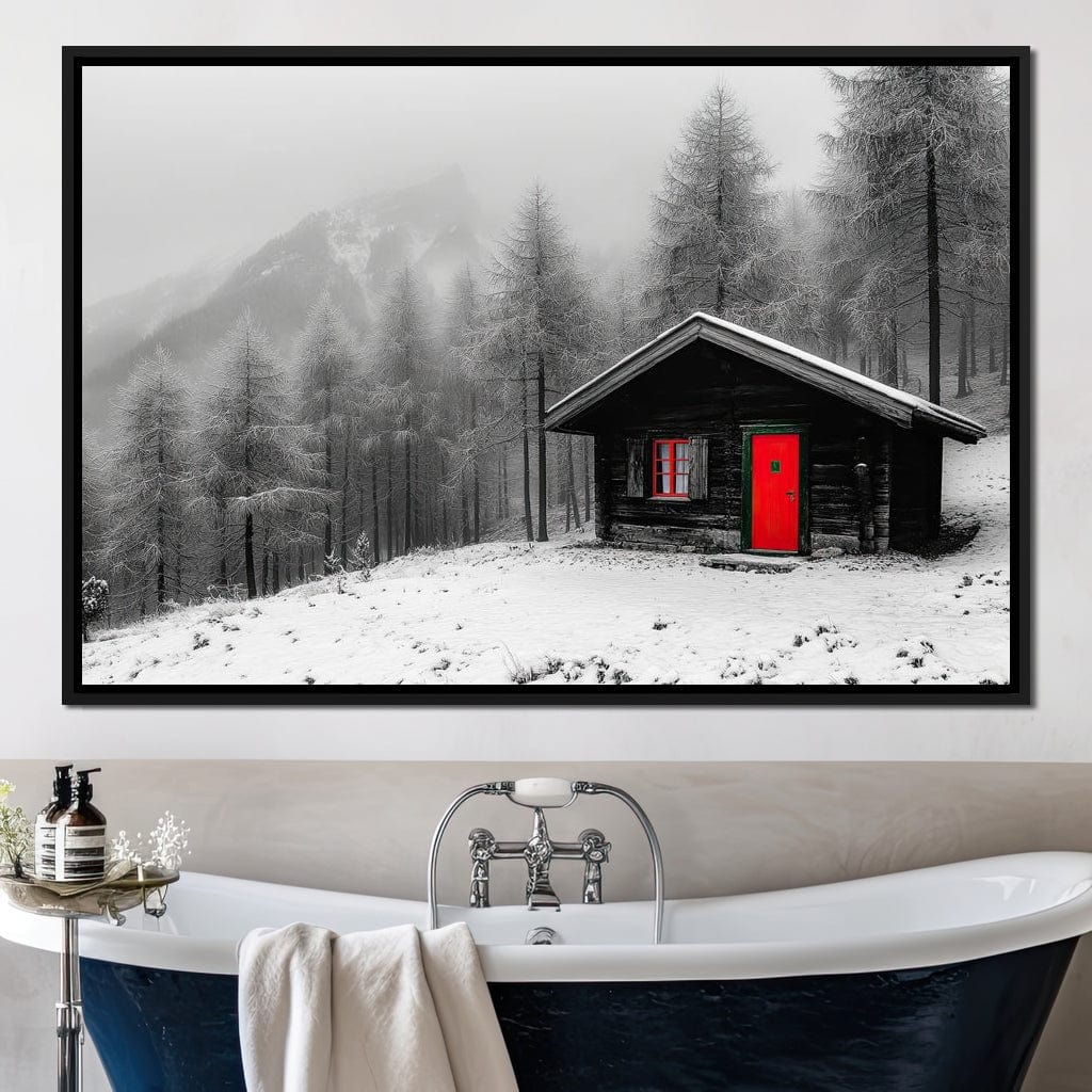Cabin Solitude Winter Tale Canvas Wall Art