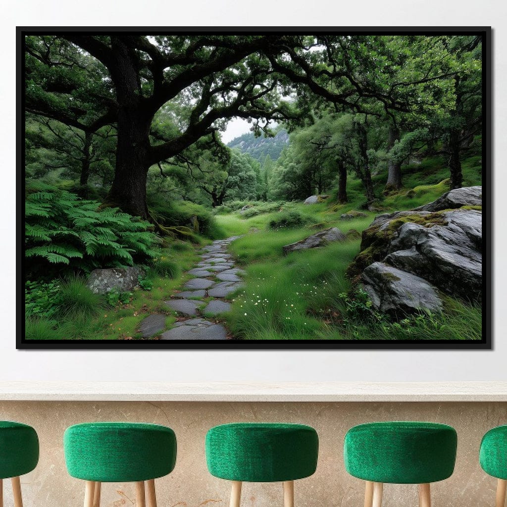 Emerald Forest Stone Pathway Canvas Wall Art