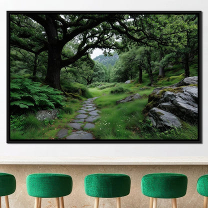 Emerald Forest Stone Pathway Canvas Wall Art