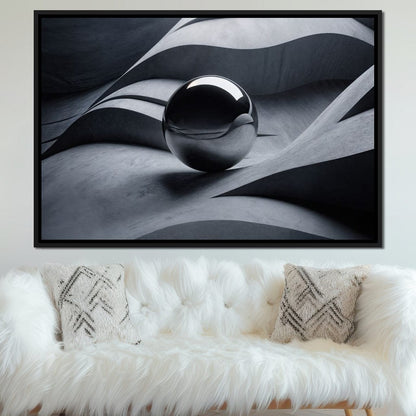 Black Mirror Sphere Canvas Wall Art