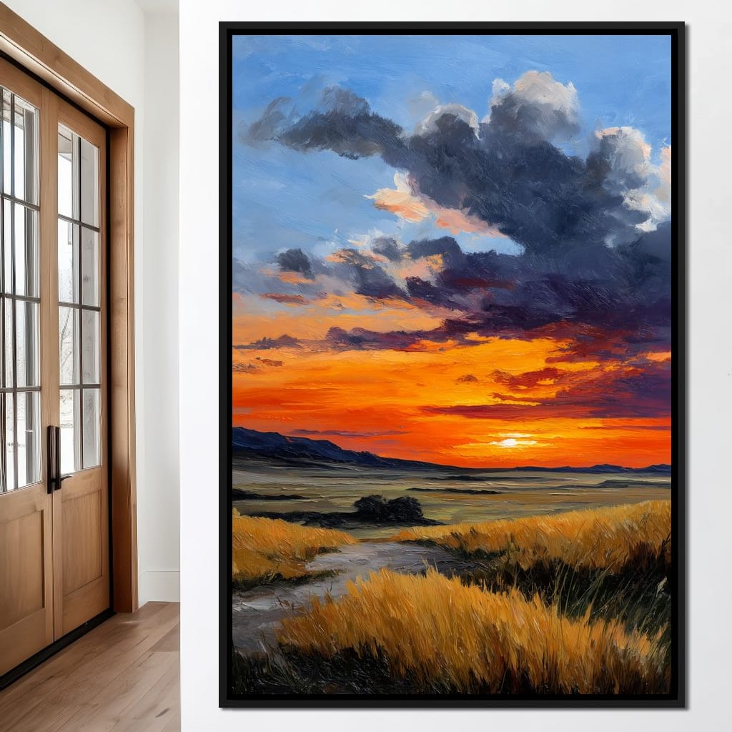 Golden Prairie Sunset Skystorm Canvas Wall Art