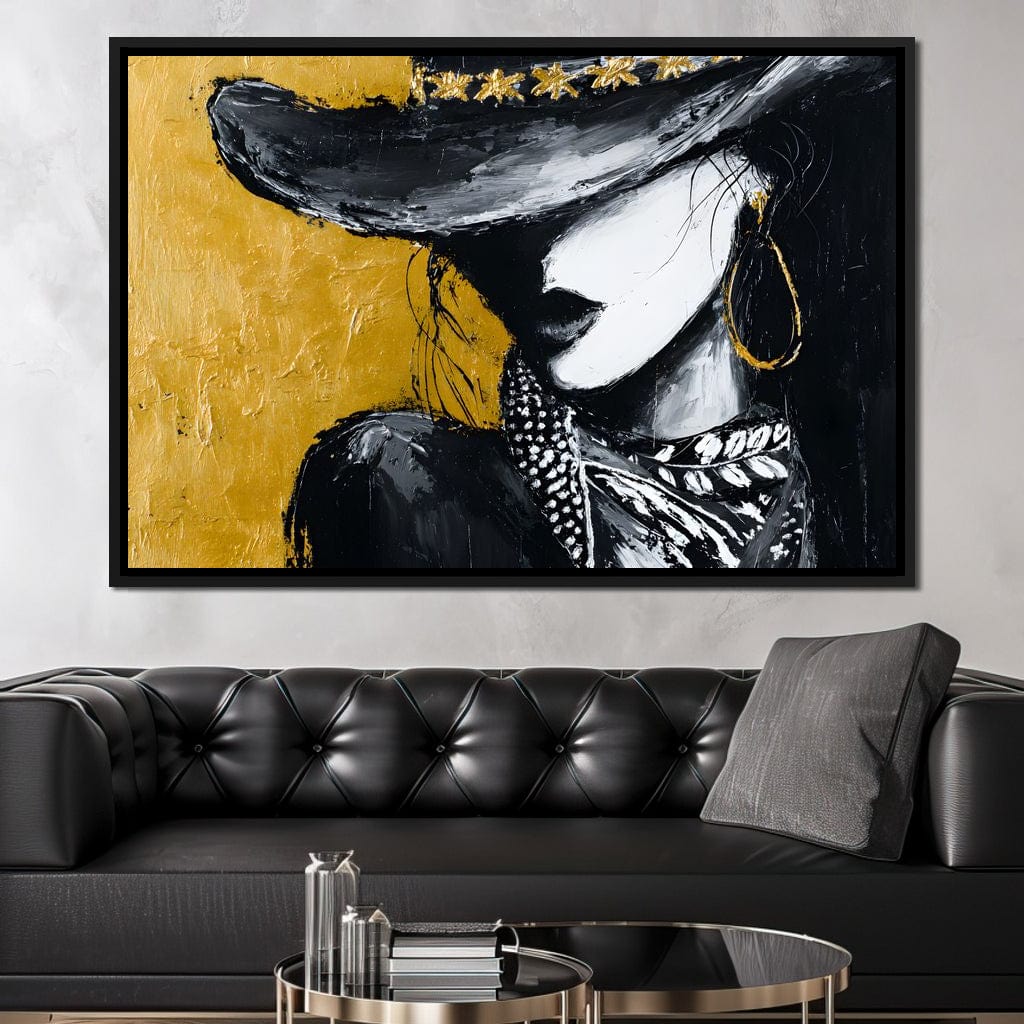 Golden Outlaw Shadow Portrait Canvas Wall Art