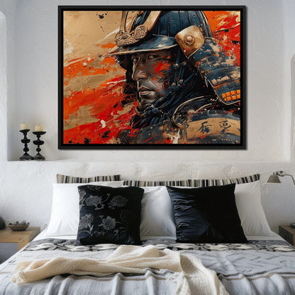 Samurai Solitude in Battle Canvas Wall Art