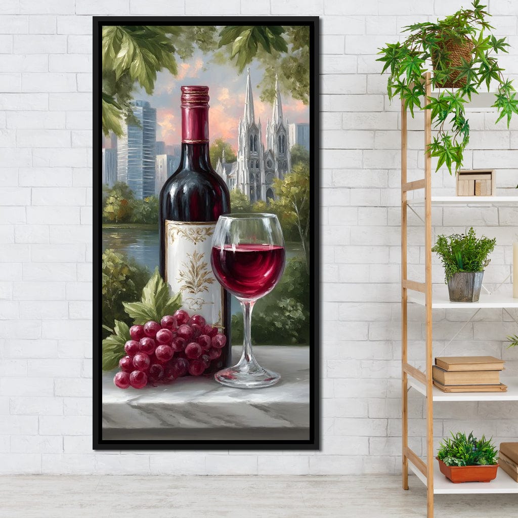 Wine Reflections Cityscape Elegance Canvas Wall Art