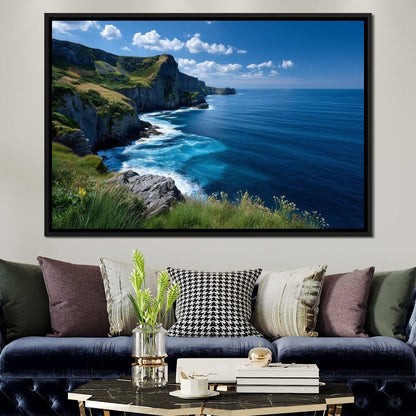 Wild Cliffs Over Blue Sea Canvas Wall Art
