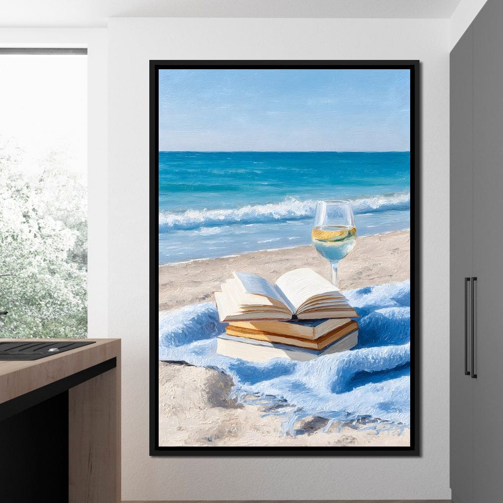 Seaside Pages and Chardonnay Bliss Canvas Wall Art