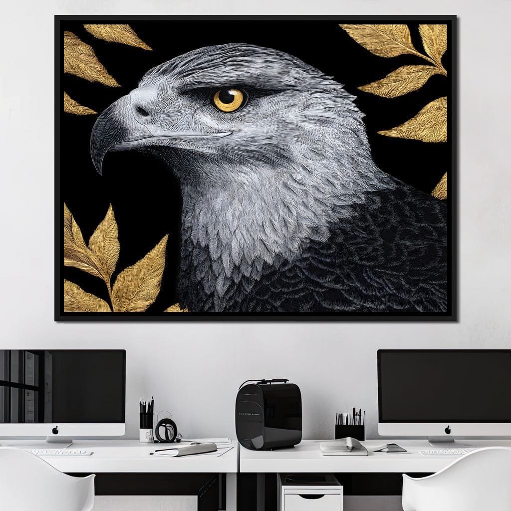 Majestic Sentinel Golden Leaves Canvas Wall Art
