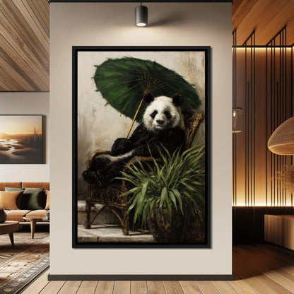 Panda Garden Parasol Calmness Canvas Wall Art
