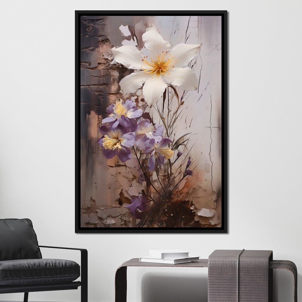 Fleeting Bloom in Grisaille Canvas Wall Art