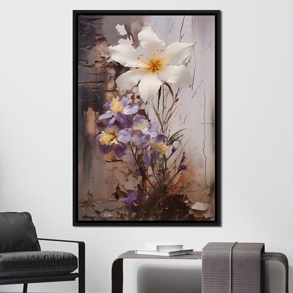Fleeting Bloom in Grisaille Canvas Wall Art