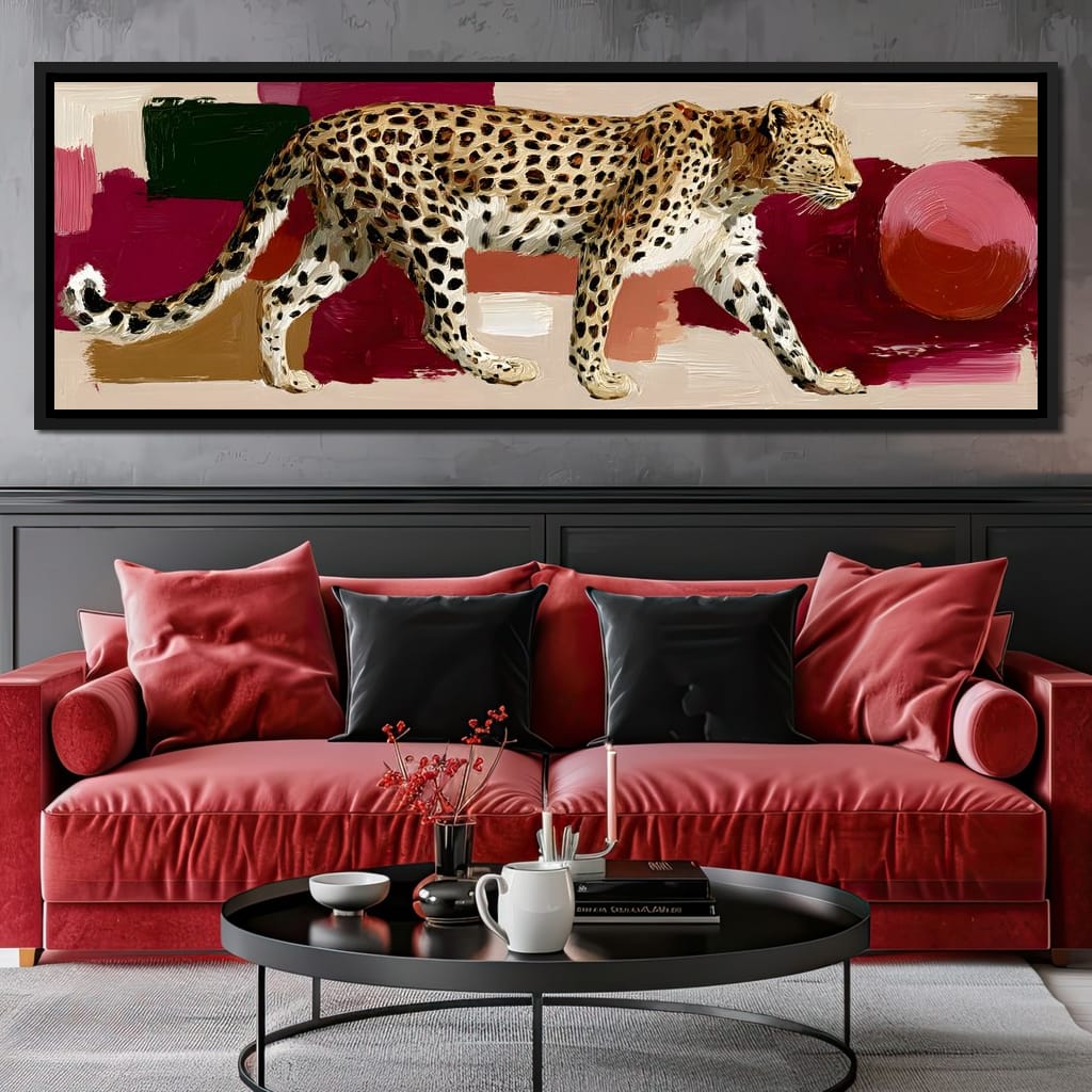 Leopard Stride Sunset Blocks Canvas Wall Art