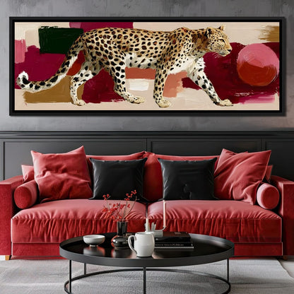 Leopard Stride Sunset Blocks Canvas Wall Art