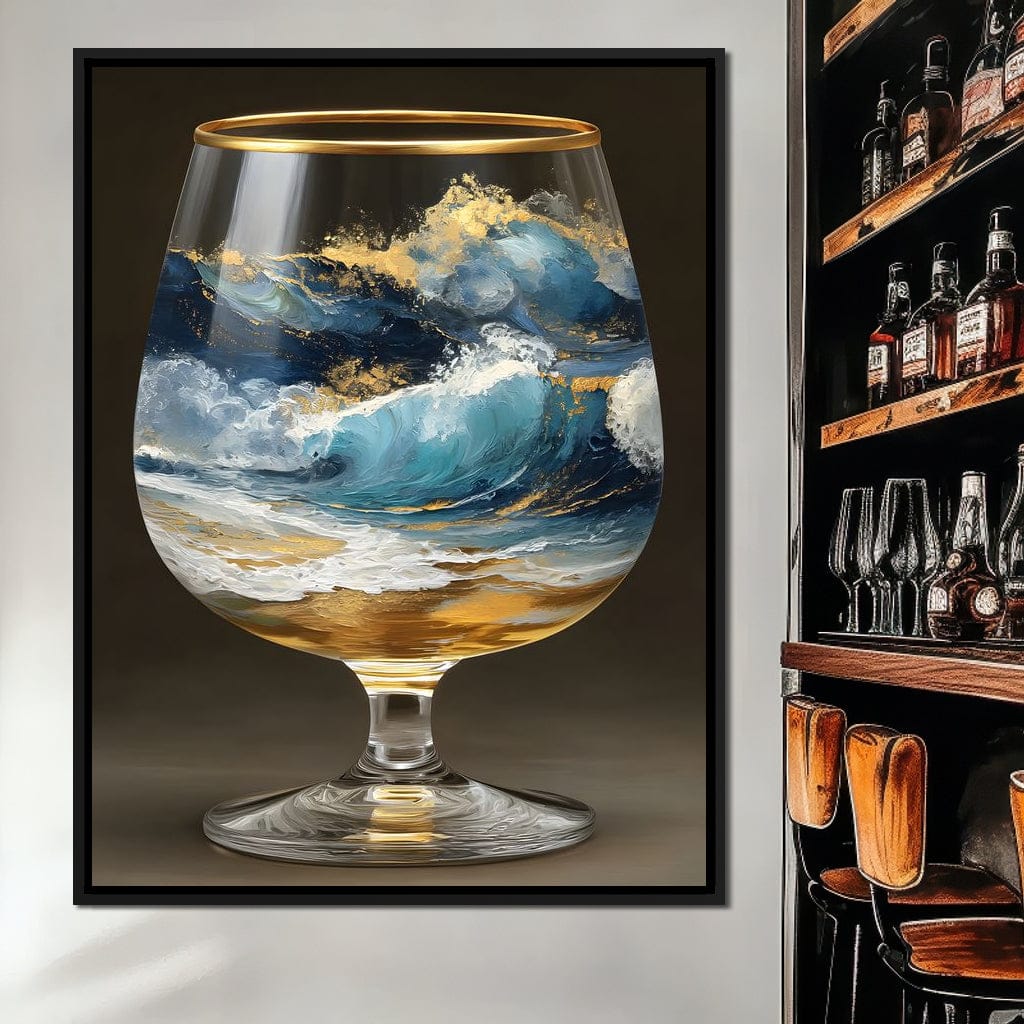 Gilded Ocean Stormglass Scene Canvas Wall Art