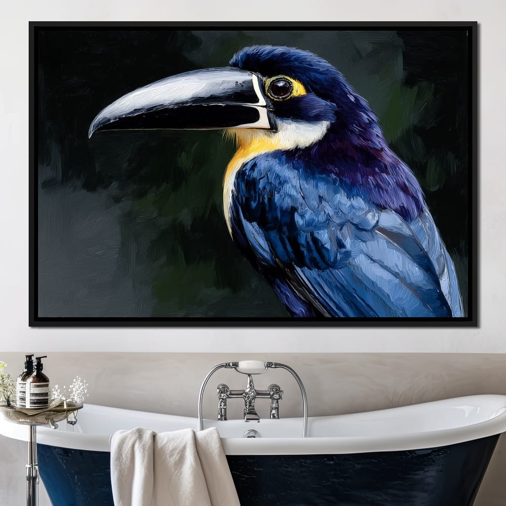 Electric Blue Toucan Portrait Canvas Wall Art