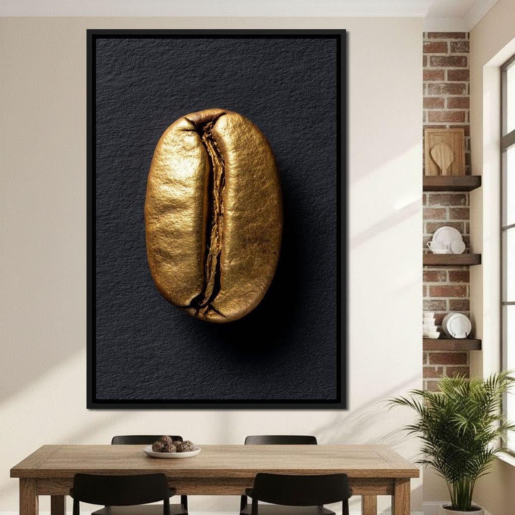 Golden Coffee Bean Minimalism Canvas Wall Art