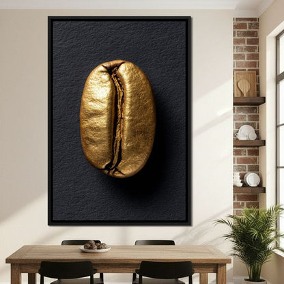 Golden Coffee Bean Minimalism Canvas Wall Art