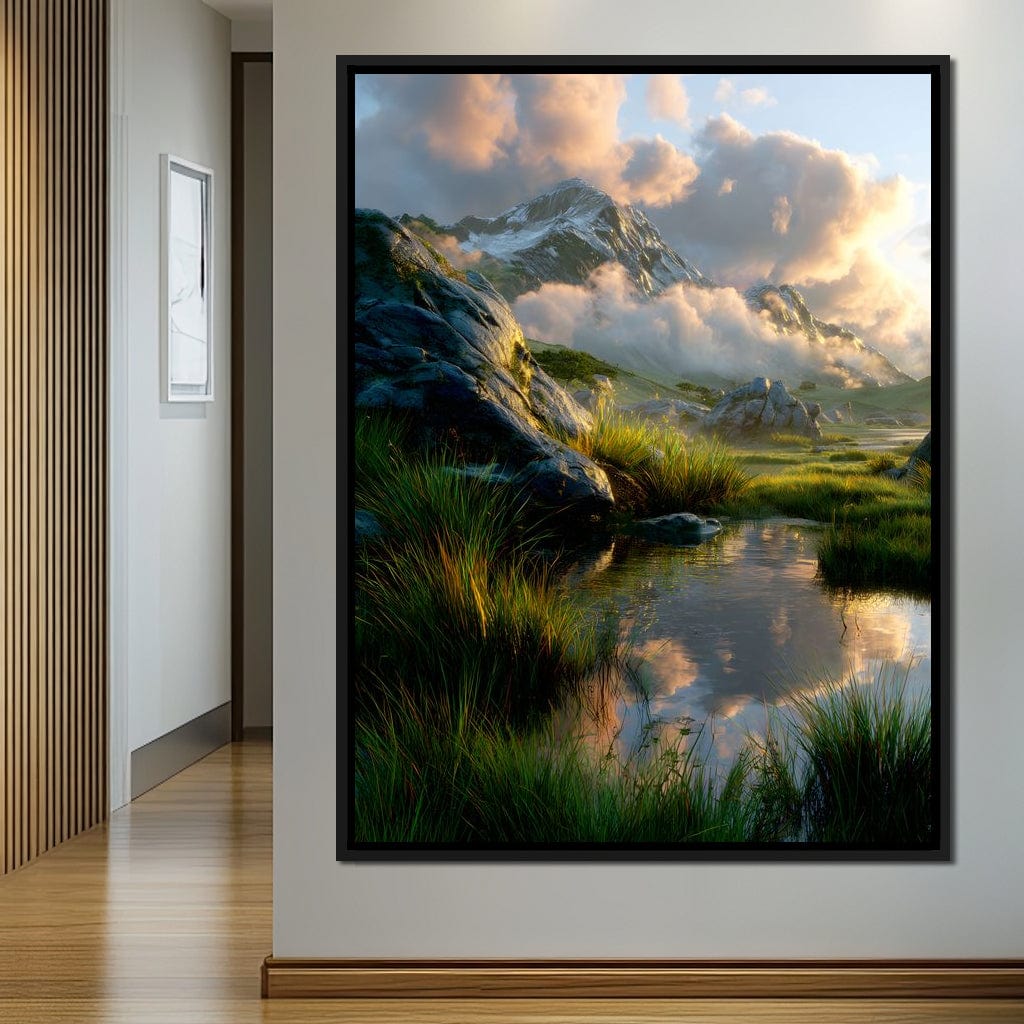 Sunlit Alpine Reflections Canvas Wall Art