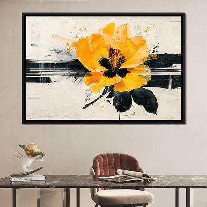 Golden Petal Contrast Canvas Wall Art