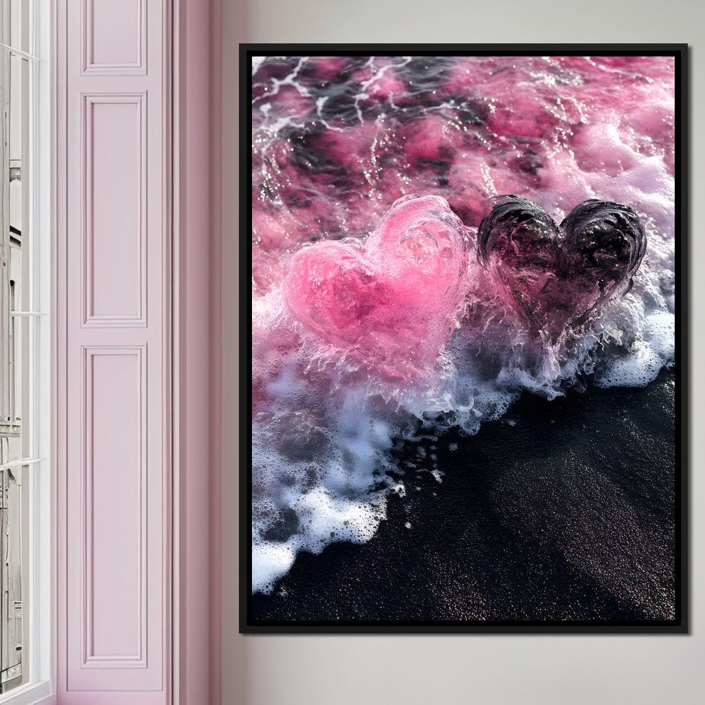 Rose Quartz Hearts Tide Canvas Wall Art